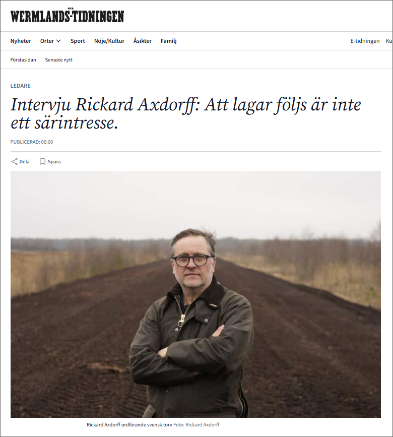 NWT-ledare: Intervju Rickard Axdorff: Att lagar följs är inte ett särintresse.