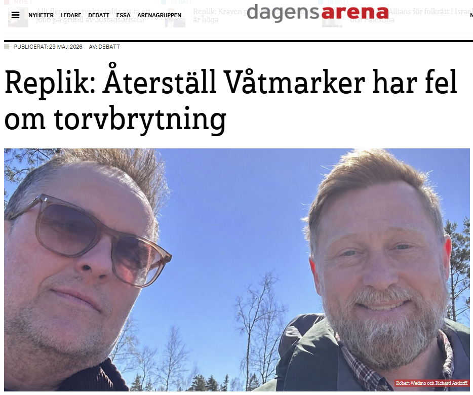 Replik: Återställ Våtmarker har fel om torvbrytning