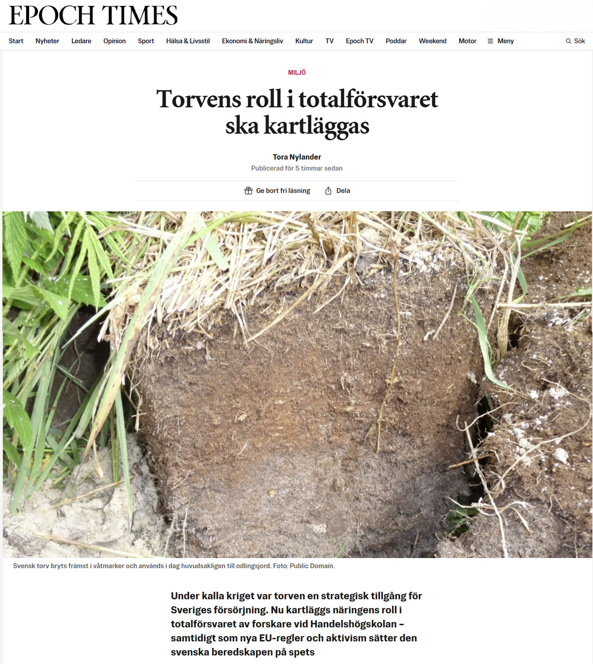Epochtimes - torvens roll i totalförsvaret